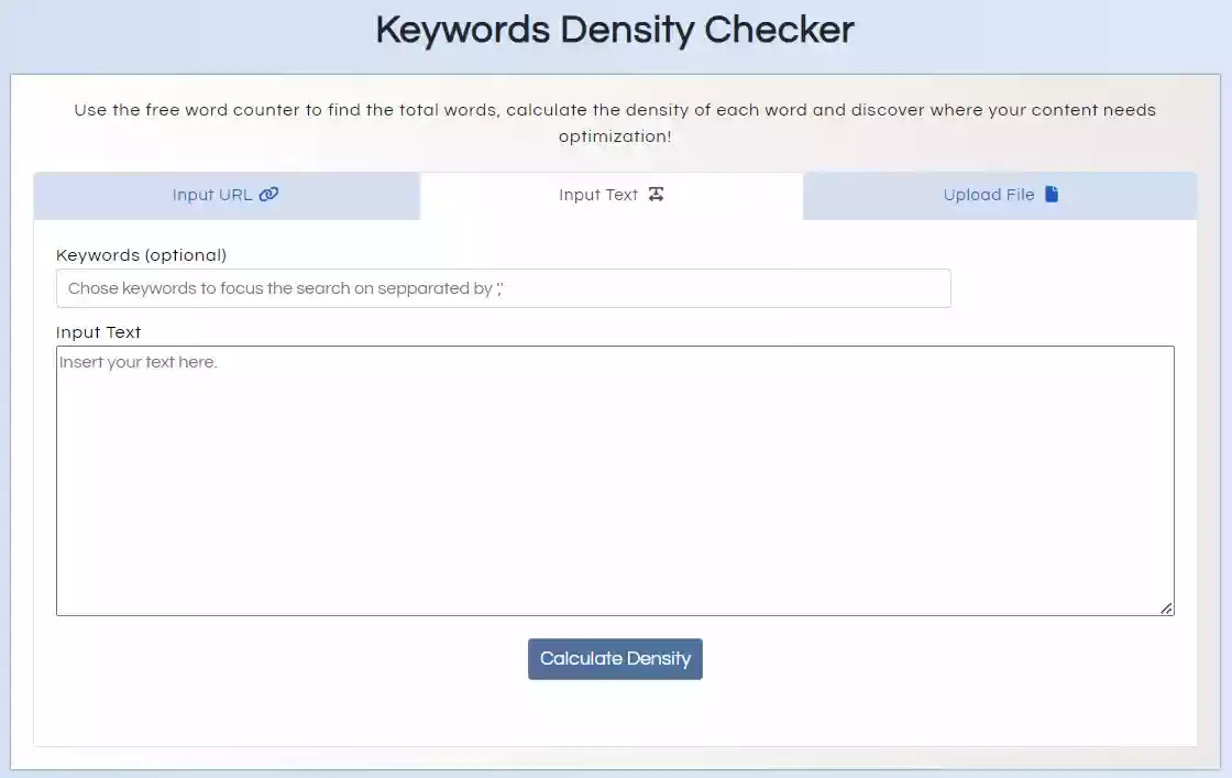 Keyword Denisty Checker URL input image Keyword Denisty Checker URL input