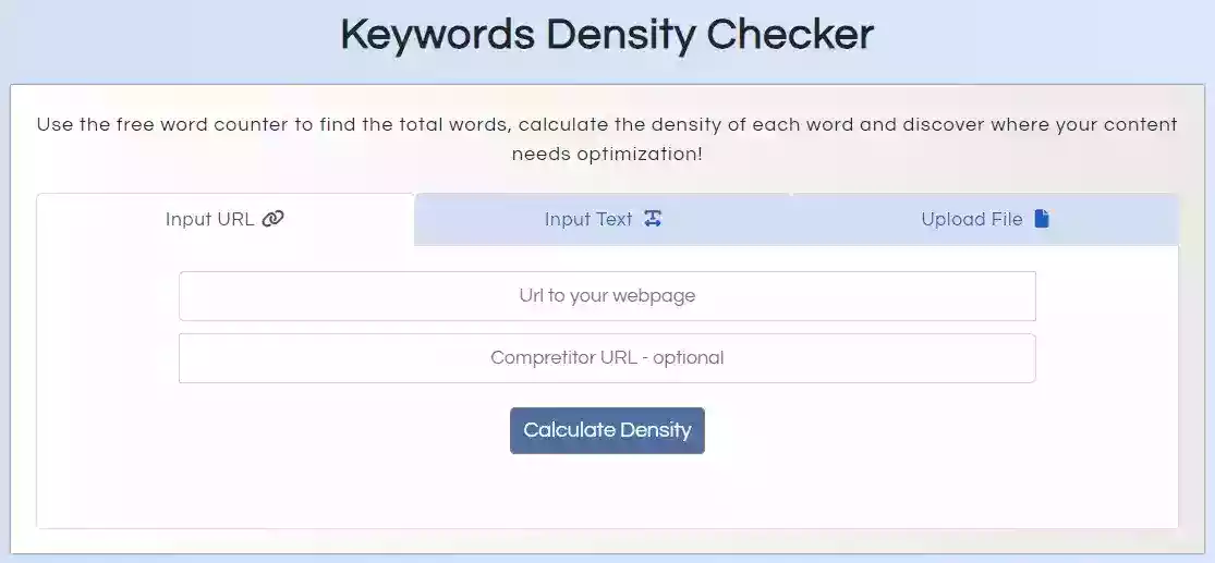 Keyword Denisty Checker URL input image Keyword Denisty Checker URL input